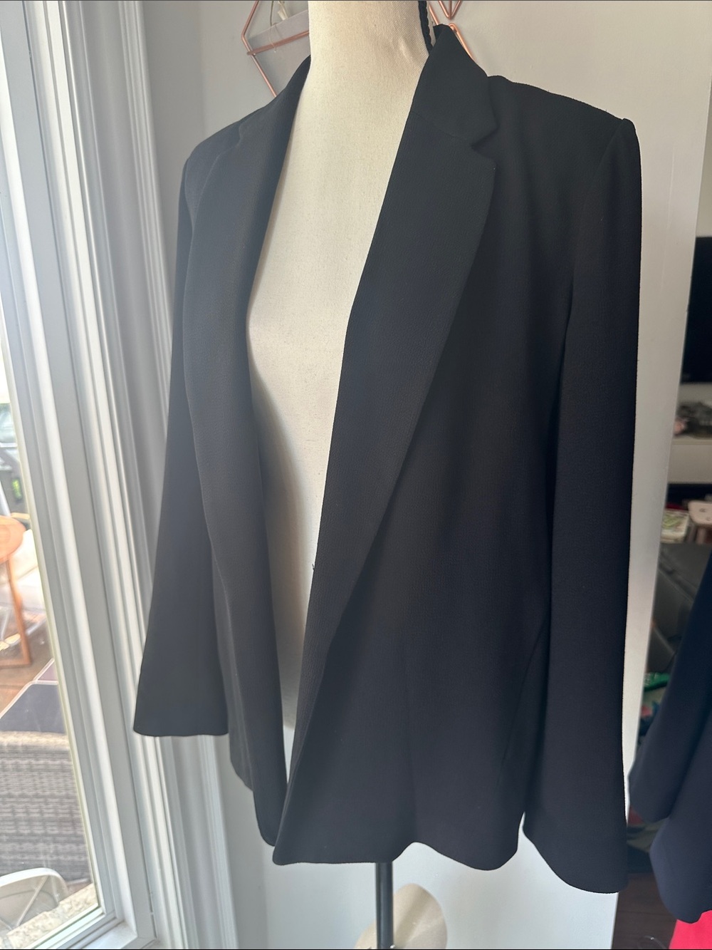 WILFRED ARITZIA Black Women's Open-Front Blazer Jacket Japan Crepe Chevalier XS